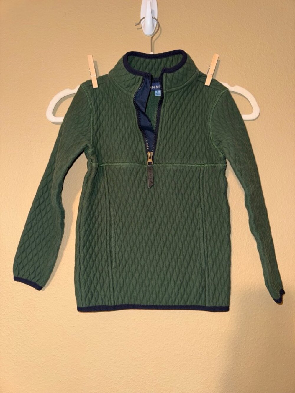Andy & Evan Green Diamond Quilted Quarter Zip Pullover Boys Size 6